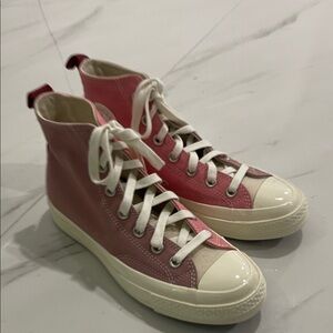 Converse Pink and White High-Top Sneakers